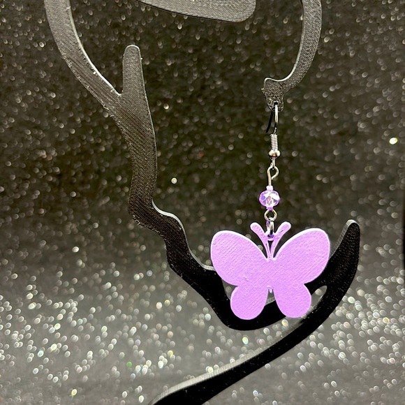 Handmade Purple Butterfly Earrings - Picture 4 of 6
